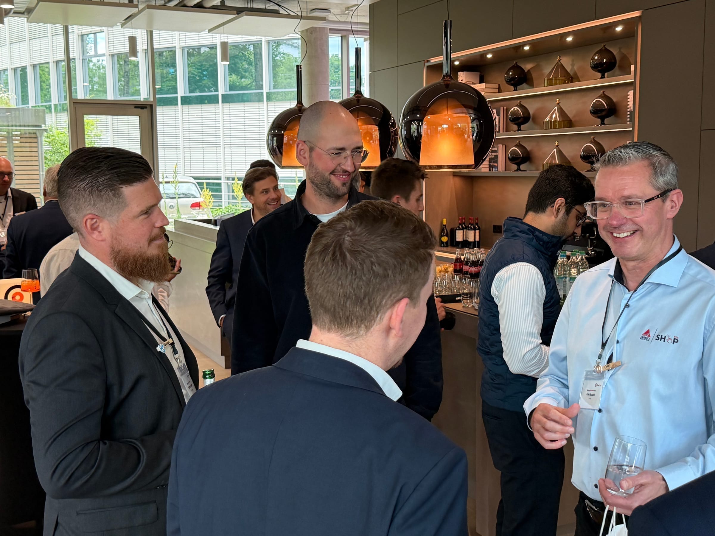 Conversations in the forum lounge during a break