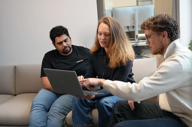 ClearOps team members Hannah, Jannik, and Nikhil